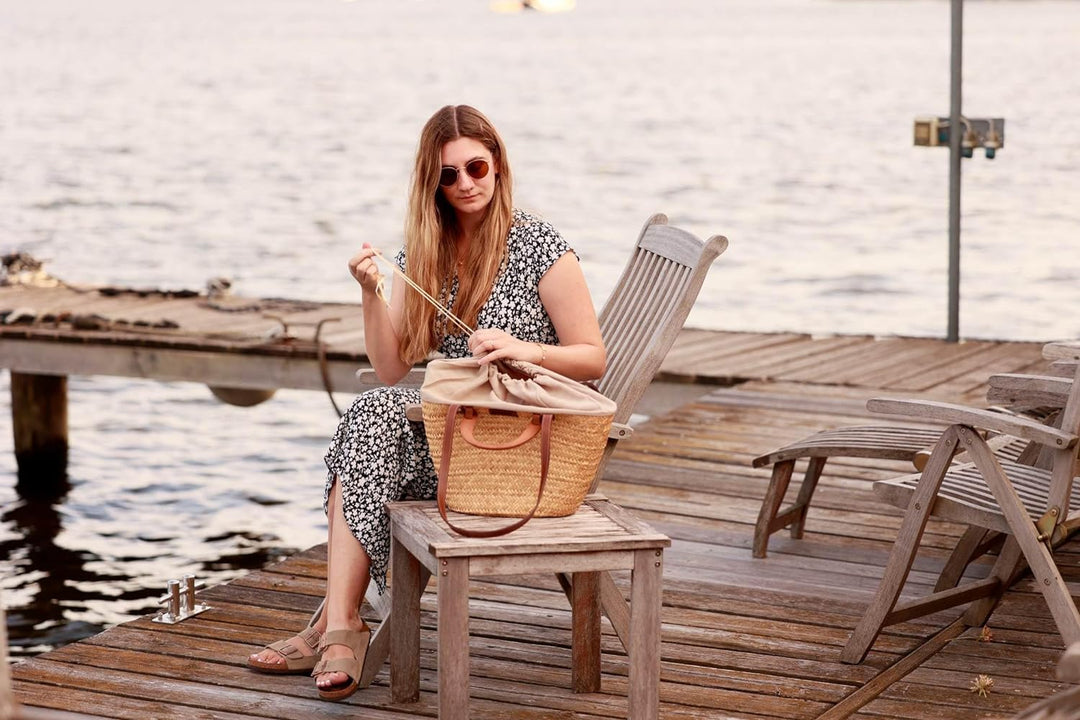 NATUREHOME Palmblatt-Tasche mit heller Auskleidung Umhängetasche und Einkaufskorb in einem Palmblatt