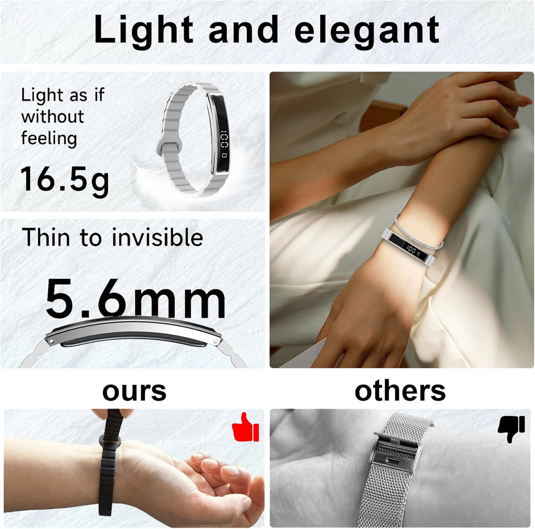 Efolen Fitness Armband Damen Herren, 16.5g Smartwatch Pulsuhr SpO2 Schlafmonitor Schmal Schrittzähle