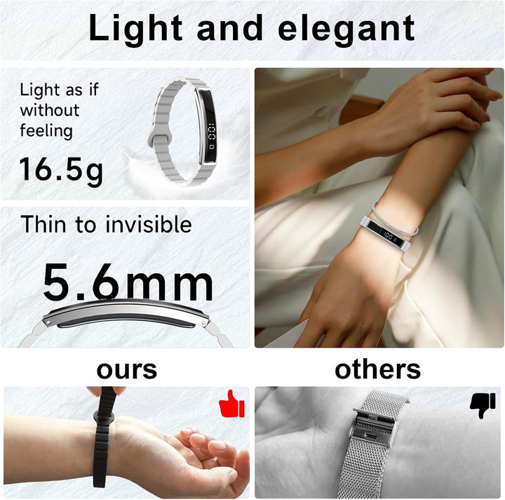 Efolen Fitness Armband Damen Herren, 16.5g Smartwatch Pulsuhr SpO2 Schlafmonitor Schmal Schrittzähle