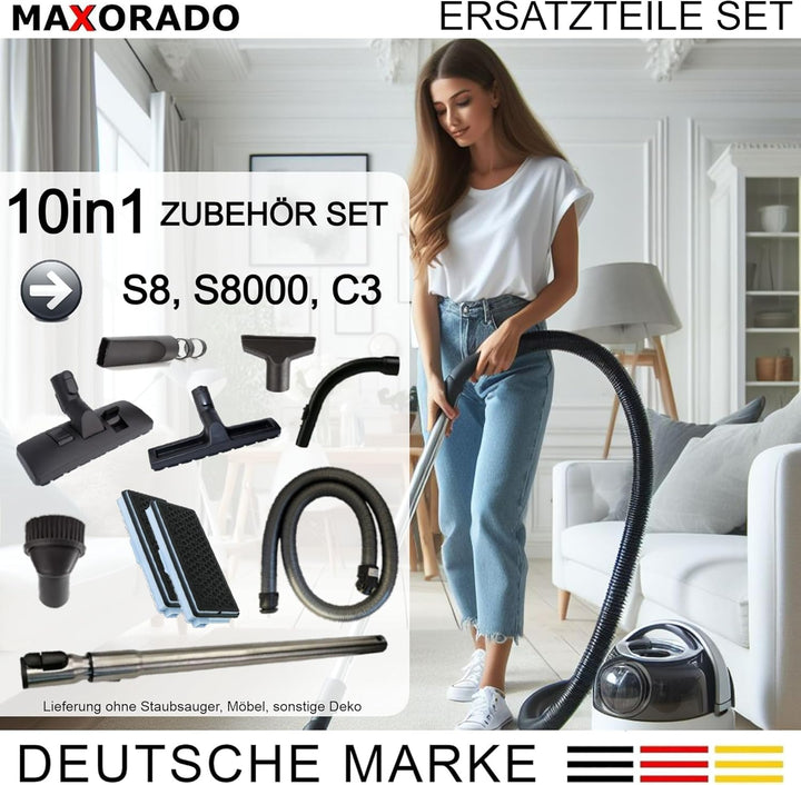 Kombidüse + Rohr + Handgriff + Schlauch + Düsen + 2 HEPA Filter Ersatzteile Set Zubehör kompatibel m
