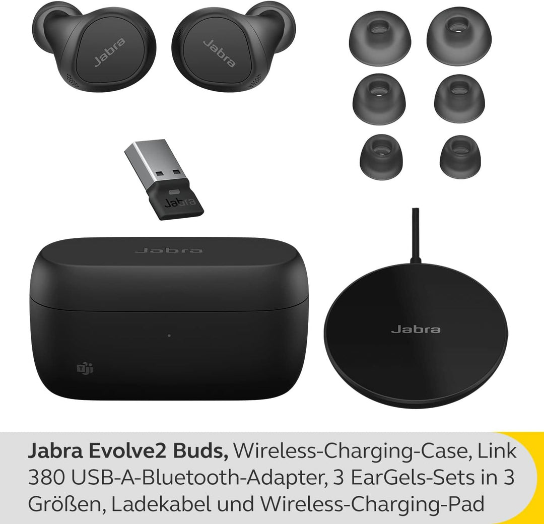 Jabra Evolve2 Buds True Wireless In-Ear-Bluetooth mit aktiver Geräuschunterdrückung, MultiSensor Voi
