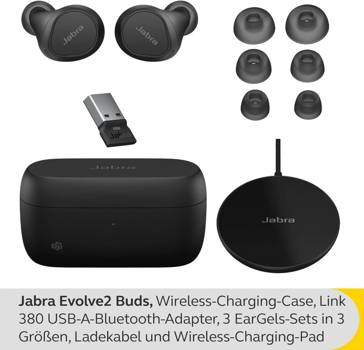 Jabra Evolve2 Buds True Wireless In-Ear-Bluetooth mit aktiver Geräuschunterdrückung, MultiSensor Voi