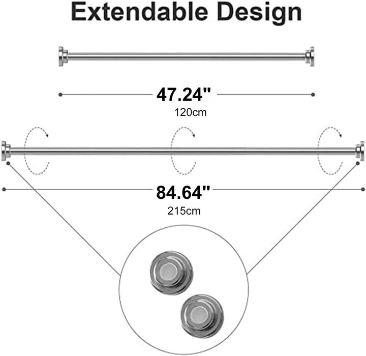 Teleskopstange Vorhangstange Duschvorhangstange ohne Bohren 115-200 CM, Edelstahl Shower Curtain Rod