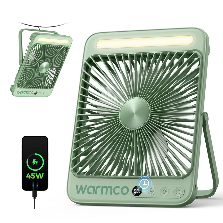 Warmco D4 Max Camping Ventilator 20000mAh, 45W Schnellladen, 2,5H Volladung, Ultraflach Akku Ventila