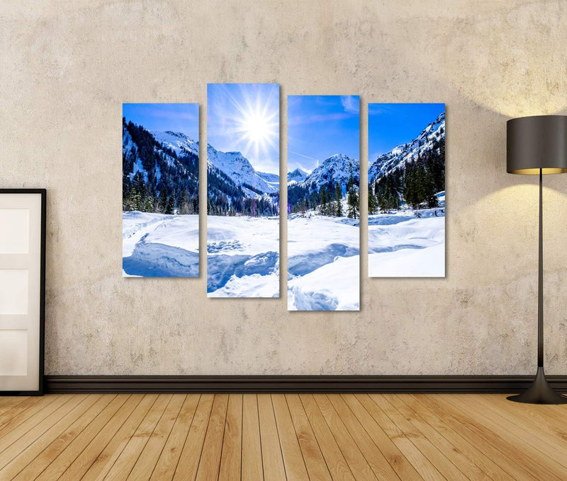 Bild auf Leinwand Berge Im Dorf Perstisau In Österreich Im Winter Wandbild Poster Kunstdruck Bilder