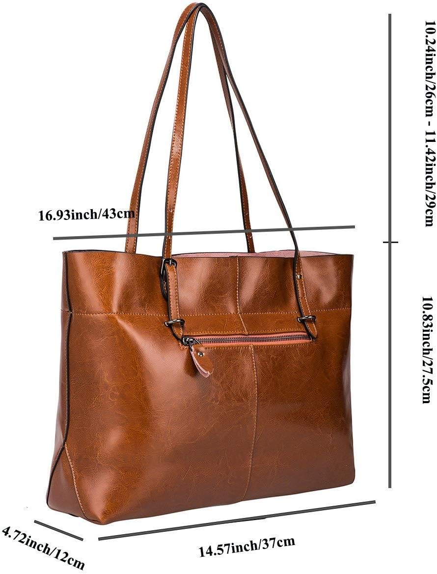 S-ZONE Damen Handtasche Rindspalt Leder Schultertasche Umhängetasche Grosse Shopper Tote Beutel Dunk