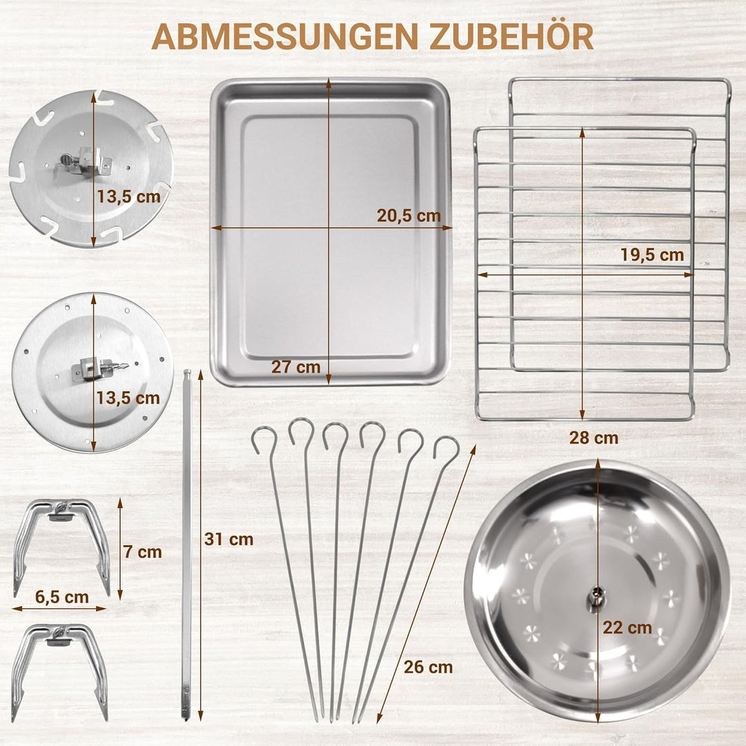 Syntrox Germany Backofen + Dönergrill Lugo 2 in 1, Heizofen, Gyrosgrill, Hähnchengrill, Drehspiess (