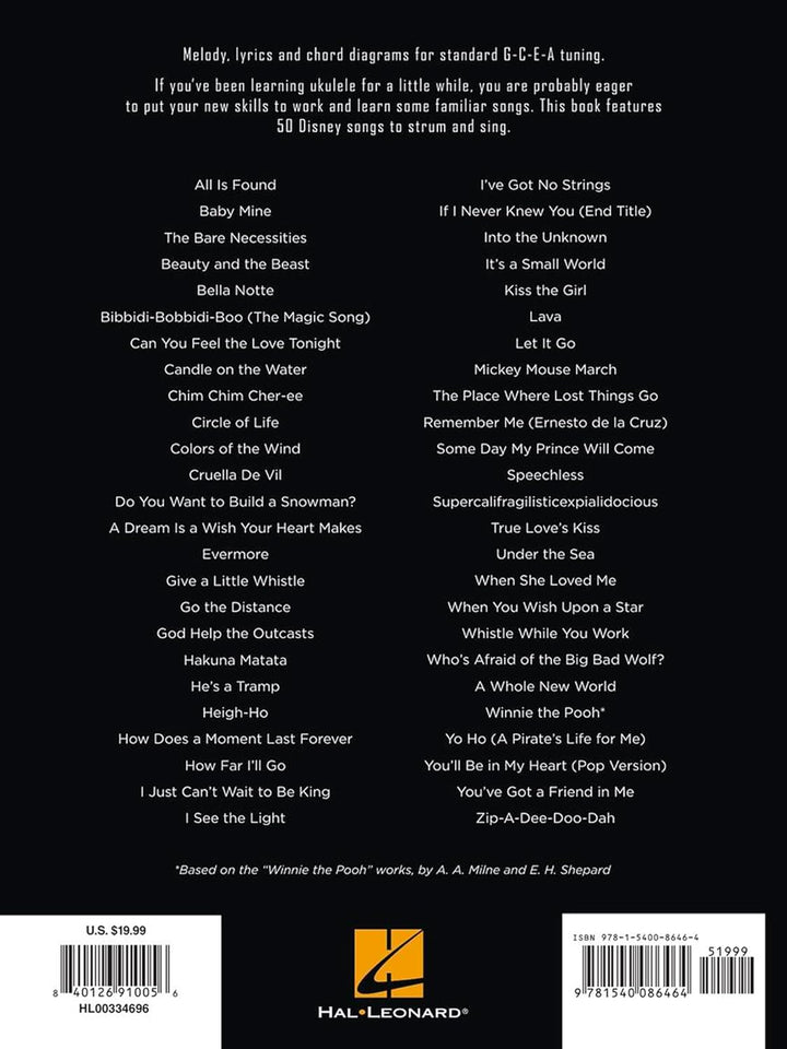 First 50 Disney Songs You Should Play on Ukulele Songbook, Taschenbuch