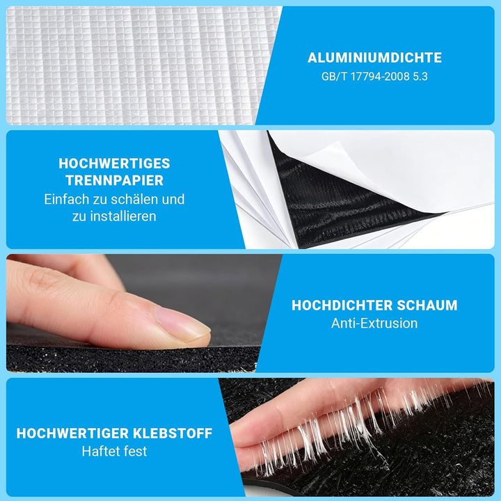 Dämmstoff Rolle 5mm, Selbstklebende Aluminium Isolierung mit Gummi-Beschichtung, Wärmedämmung Schall