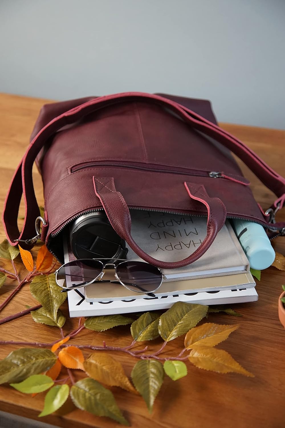 LECONI Schultertasche Henkeltasche Ledertasche für Damen echtes Leder Natur Shopper Lederhandtasche
