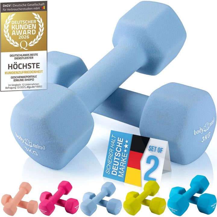 Body & Mind® Hanteln 2er Set Gymnastikhanteln Dumbbells Kurzhanteln; Effektives Krafttraining mit ve