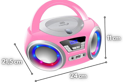 CD-Player mit LED-Beleuchtung | Kopfhöreranschluss | Tragbares Stereo Radio | Kinder Radio | Stereoa