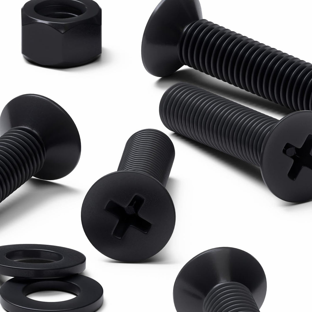 50 x Schwarze Nylon Senkschrauben, Maschinenschrauben, M5 x 20mm, Kunststoffschrauben, Muttern & Unt