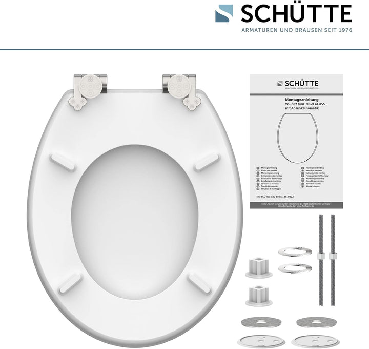 SCHÜTTE WC-Sitz Holzkern HG ASIA, Hochglanz Toilettensitz mit Absenkautomatik, passend für alle hand