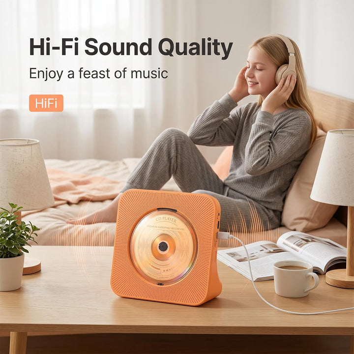 CD Player mit Lautsprecher CD-Player Bluetooth 5.0 mit Fernbedienung Staubschutzhülle Bildschirm FM-