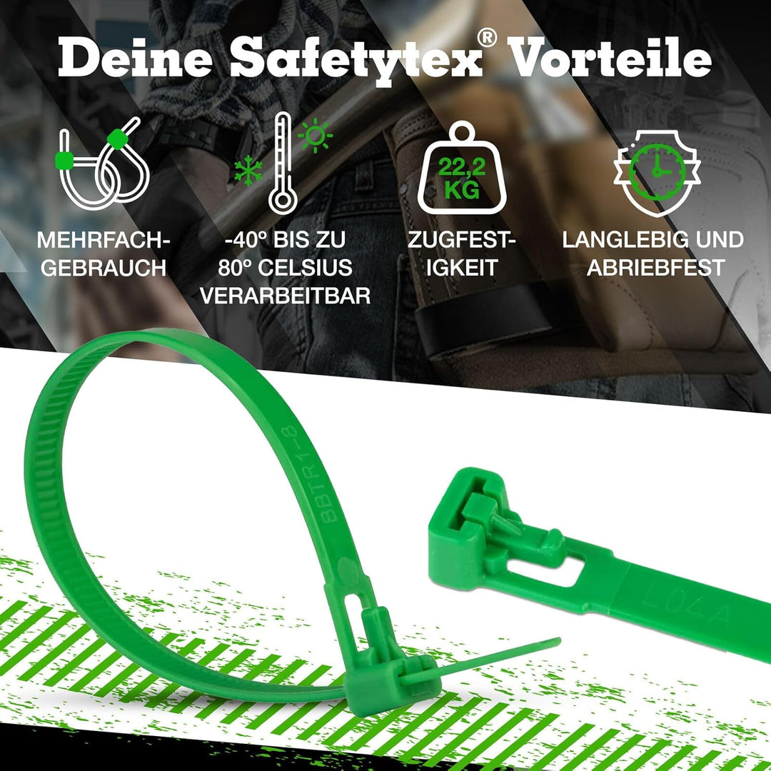 Safetytex Kabelbinder 7,6mm UV-beständig Polyamid 6.6 wiederlösbar wiederverwendbar wiederverschlies