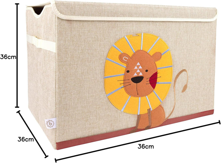 Bieco Aufbewahrungsbox Kinder Löwe | Spielzeugkiste mit Deckel | Lego Box Aufbewahrung Kinder | Aufb