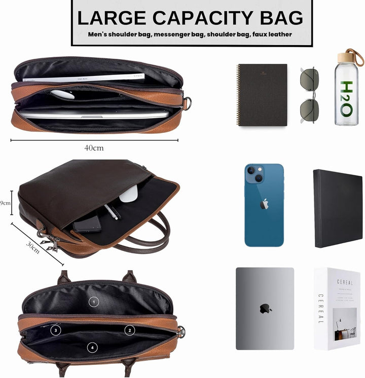 Redbridge Herren Schultertasche Messenger Bag Umhängetasche Kunstleder Braun, Braun