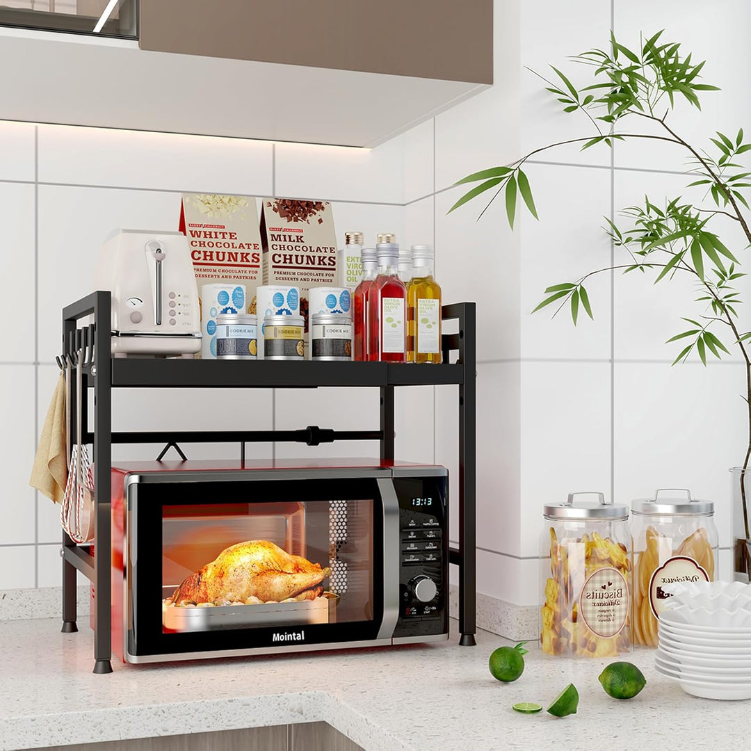 Verstellbares Mikrowellenregal, 2-Stufig Erweiterbares Küchen Mikrowelle Ständer Regal, Mikrowellenh