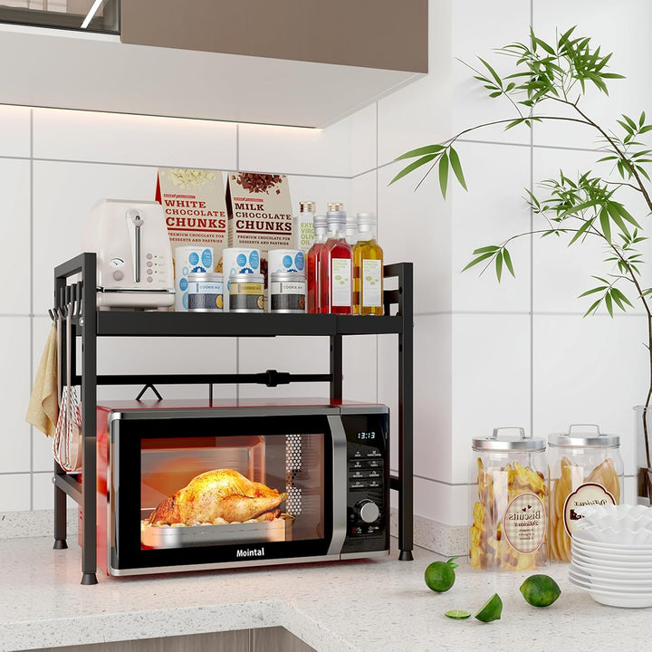 Verstellbares Mikrowellenregal, 2-Stufig Erweiterbares Küchen Mikrowelle Ständer Regal, Mikrowellenh
