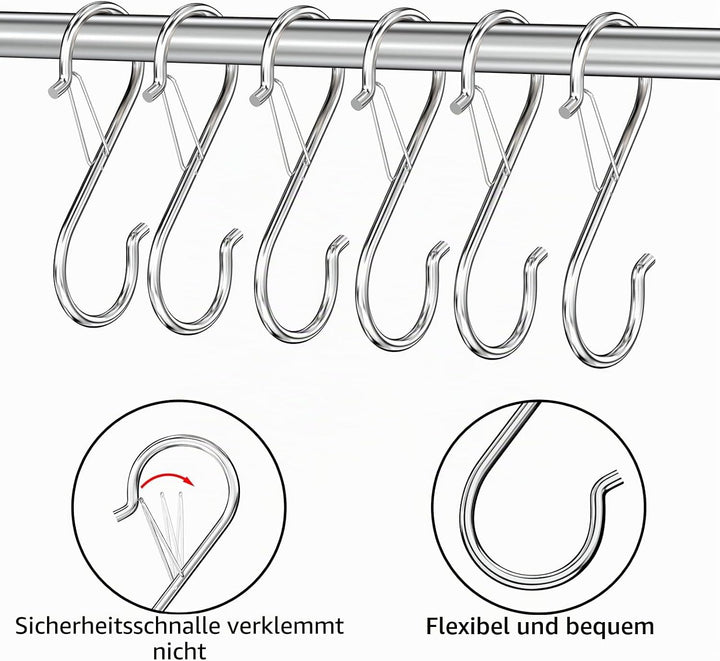 S Haken, Haken Zum Einhängen, Sicherheitsschnalle Design, 20 Stück küchenhaken Schwerlast Metall Hak