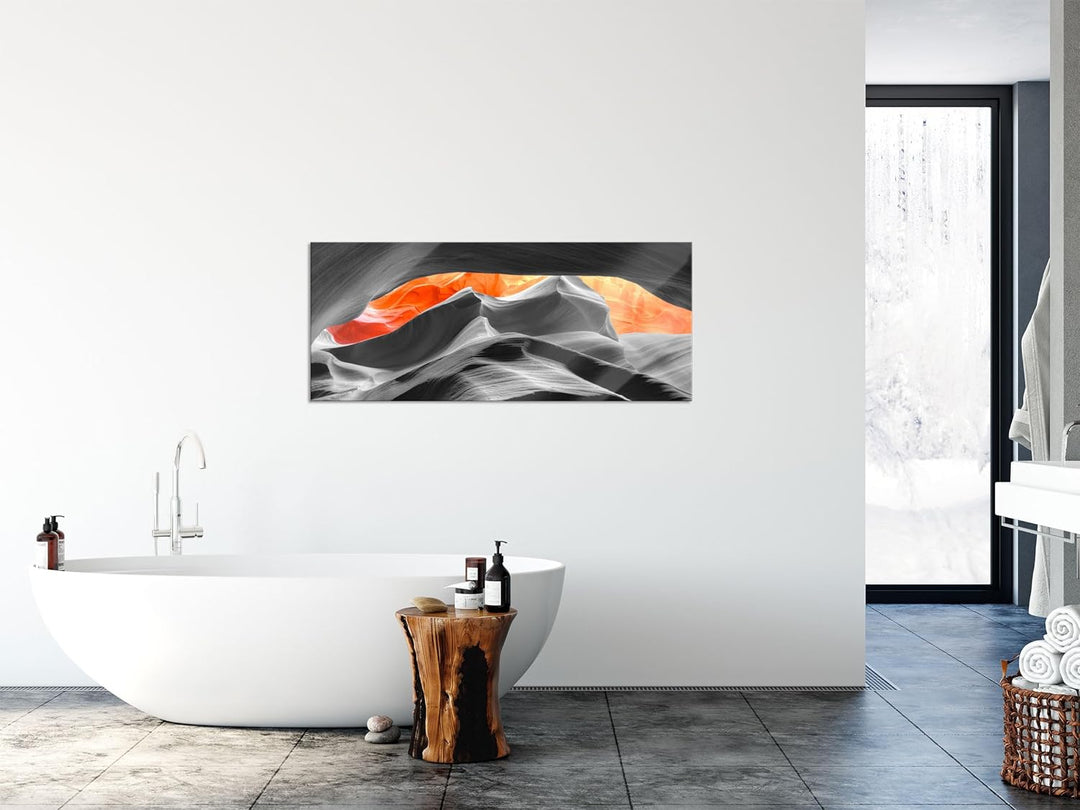 Glasbild Panorama | Wandbild aus Echtglas | beeindruckender Antelope Canyon | 100x40 cm | inkl. Aufh