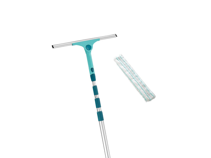 Leifheit Set Window Slider XL mit Mikrofaserbezug und Teleskopstiel 415 cm, ausziehbare Teleskopstan