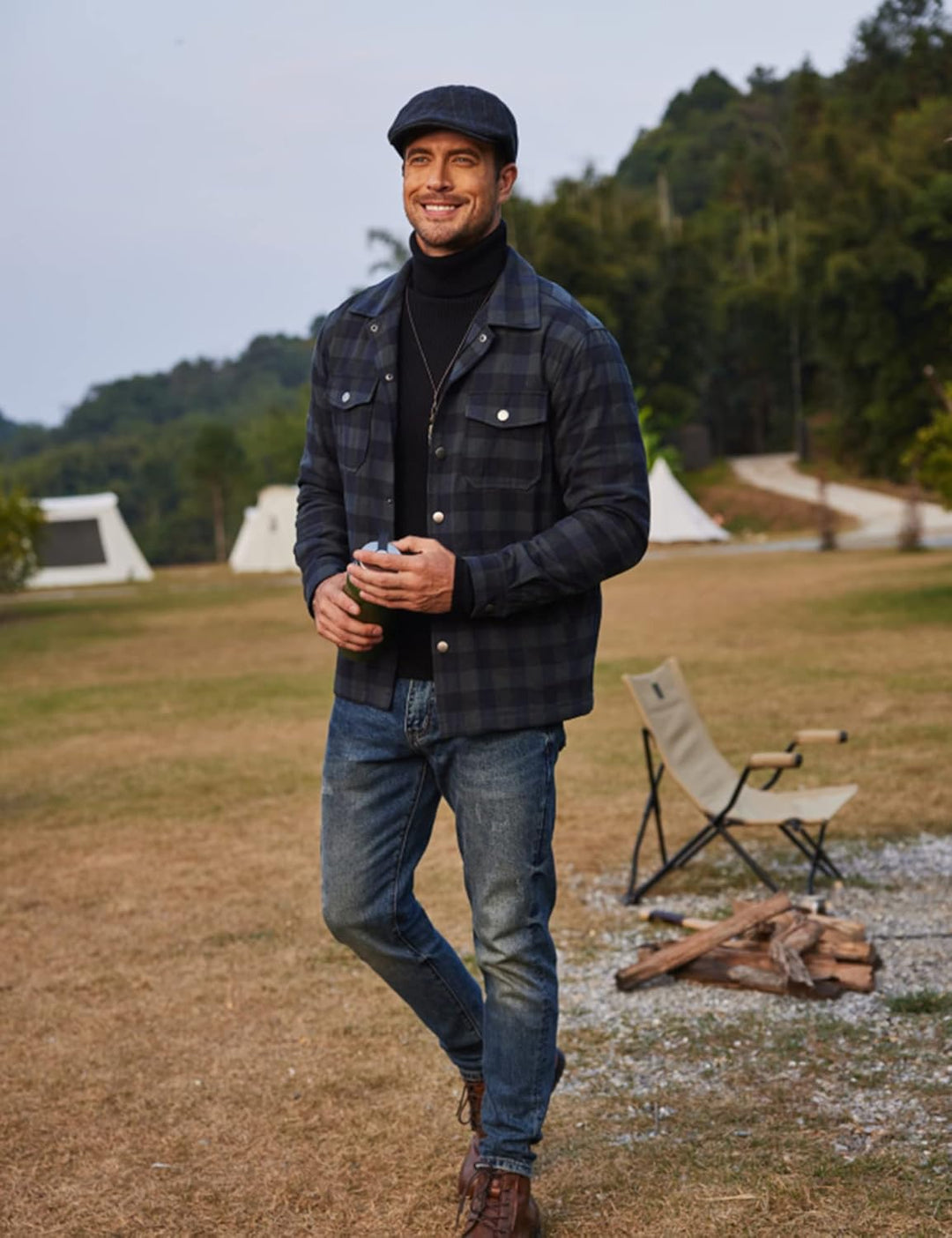 COOFANDY Herren Hemd Flanellhemd Kariert Gefüttert Holzfällerhemd Langarm Casual Button Down Winter
