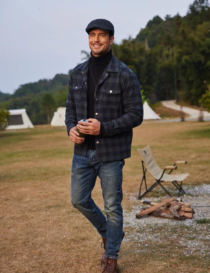 COOFANDY Herren Hemd Flanellhemd Kariert Gefüttert Holzfällerhemd Langarm Casual Button Down Winter