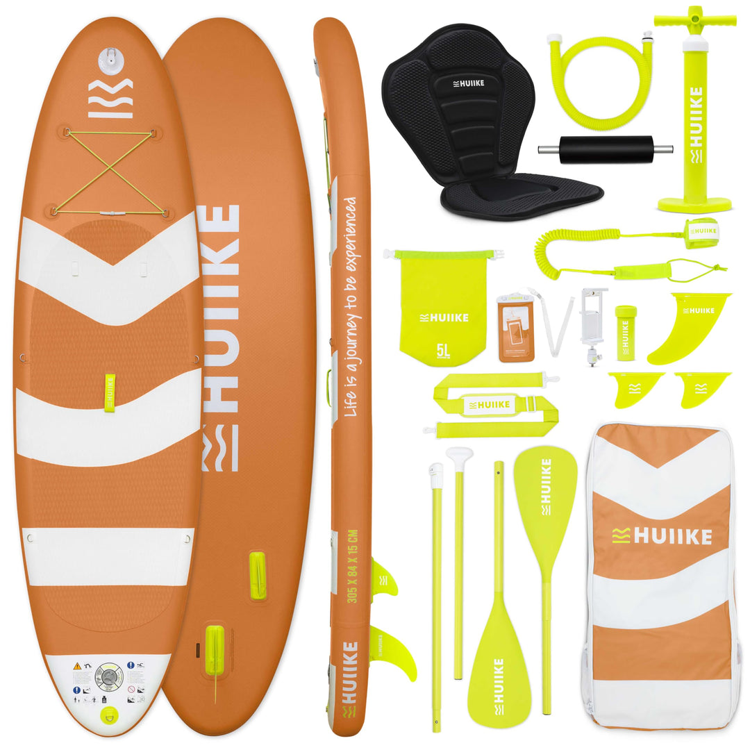 HUIIKE Stand Up Paddling Board mit Zubehör, Paddel, Finnen, Pumpe. Paddle Sup Board Aufblasbar Hohe