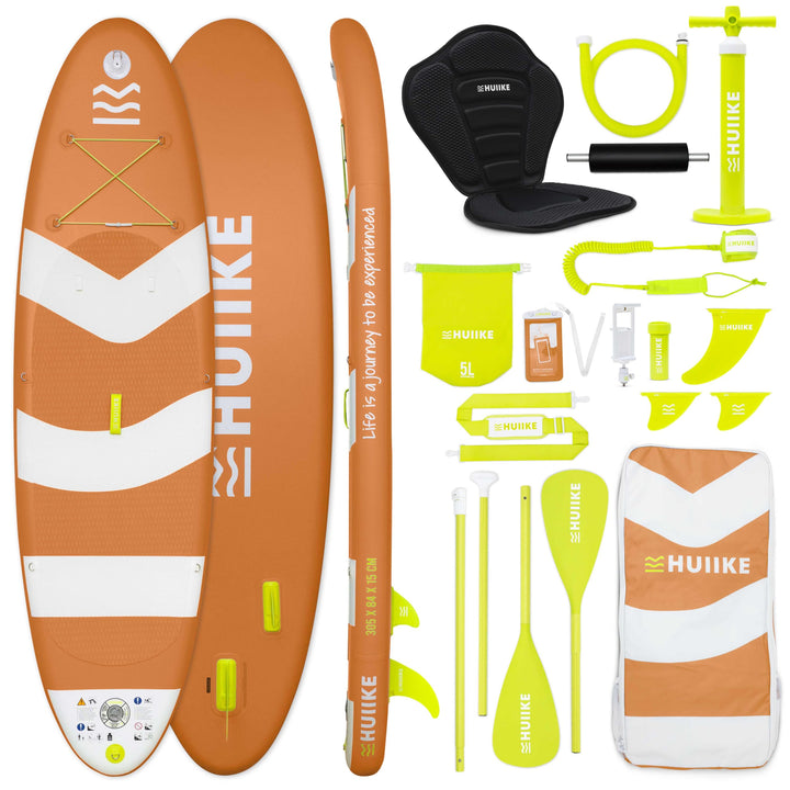 HUIIKE Stand Up Paddling Board mit Zubehör, Paddel, Finnen, Pumpe. Paddle Sup Board Aufblasbar Hohe