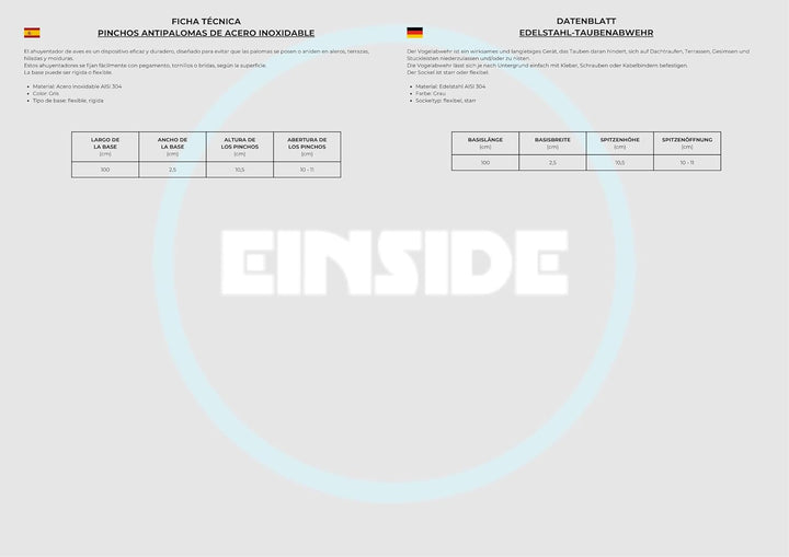 Einside Taubenspikes 80 Spitzen Edelstahl AISI 304 25m