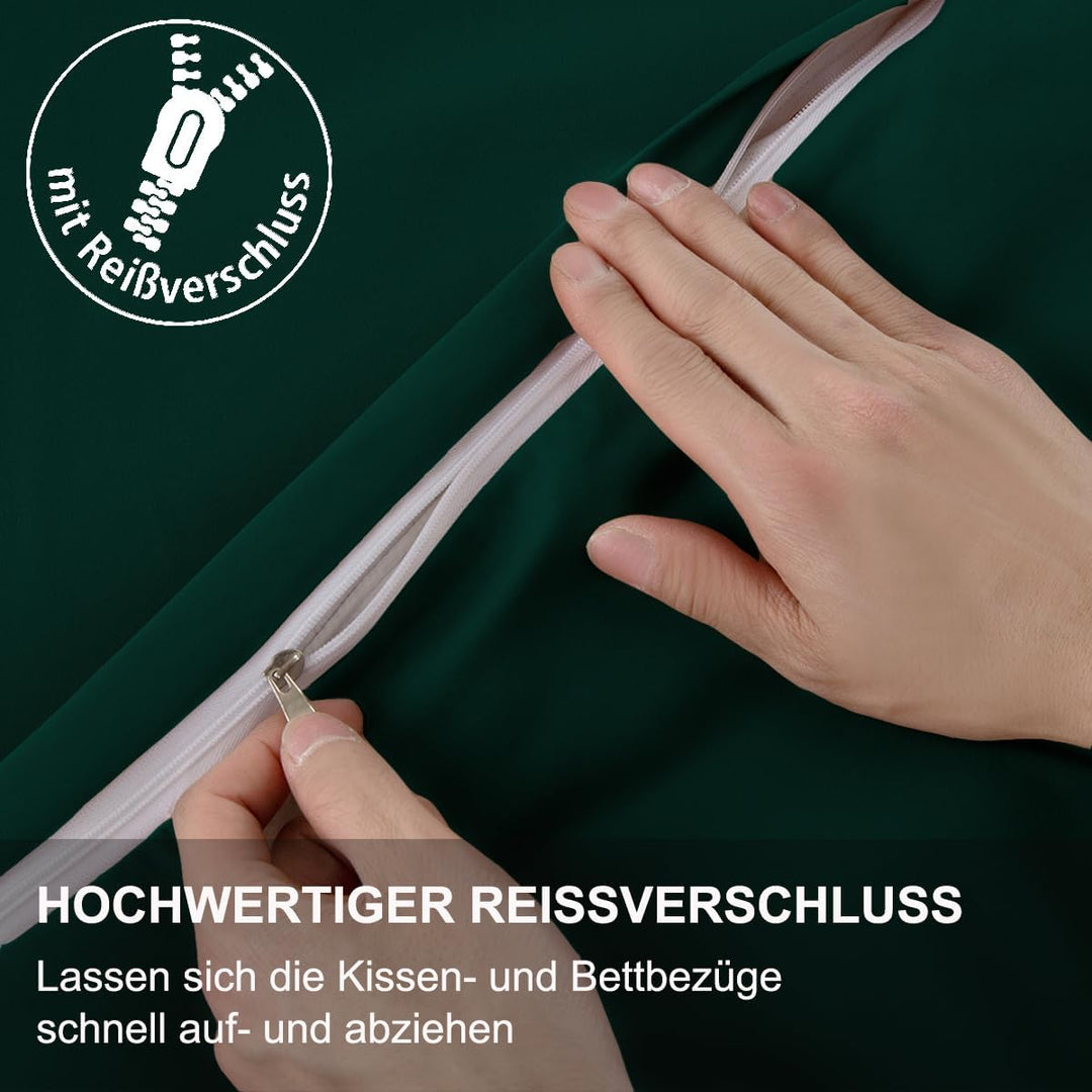 Beqnat Bettwäsche 135x200 4teilig Bettdeckenbezug - Mikrofaser Bettwäsche-Sets Grün Bettbezug 135 x