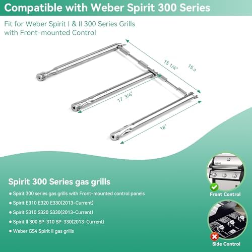 69787 Brenner & 7636 Flavorizer Bar für Weber Spirit 300 Spirit E310 S310 E320 S320 E330 S330 (Mit F