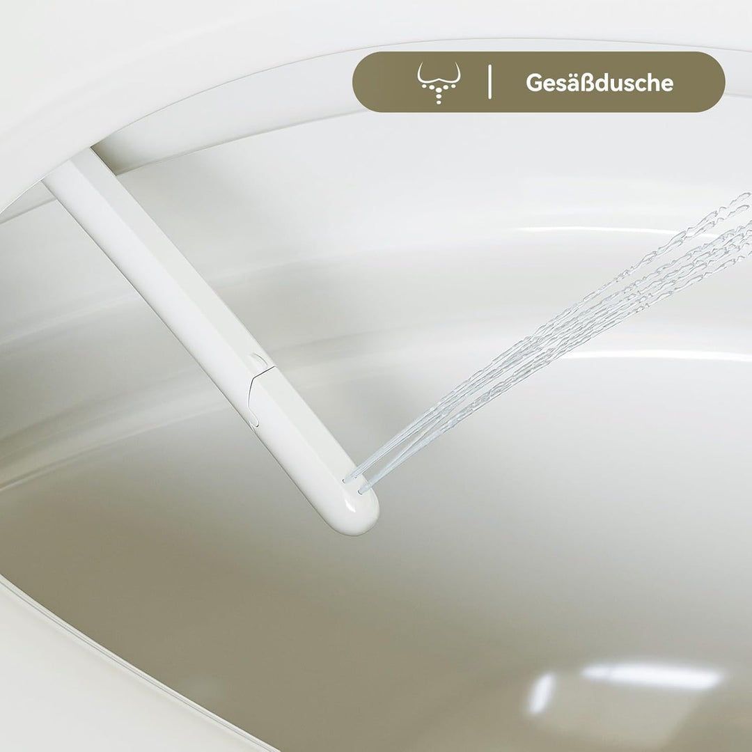 WC Sitz mit Bidet Funktion, Bidet Aufsatz für Toilette ohne Stromanschluss, Toilettendeckel mit Abse