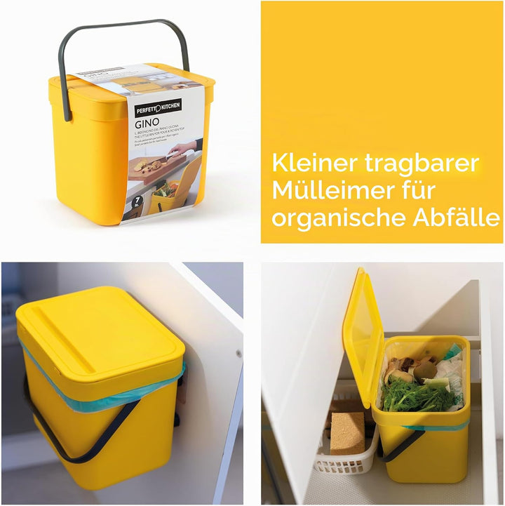 Perfetto Gino Organischer Abfalleimer, 7 l, Gelb gelb 7 lt, gelb 7 lt