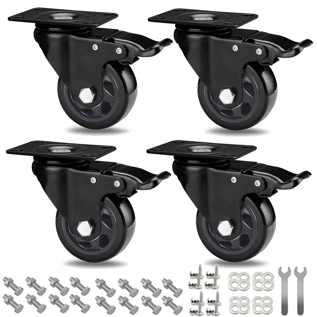 RRIUTO 4 Lenkrollen mit Bremse, 75 mm Transportrollen mit Bremse Strandkorbrollen Möbelrollen für Mö