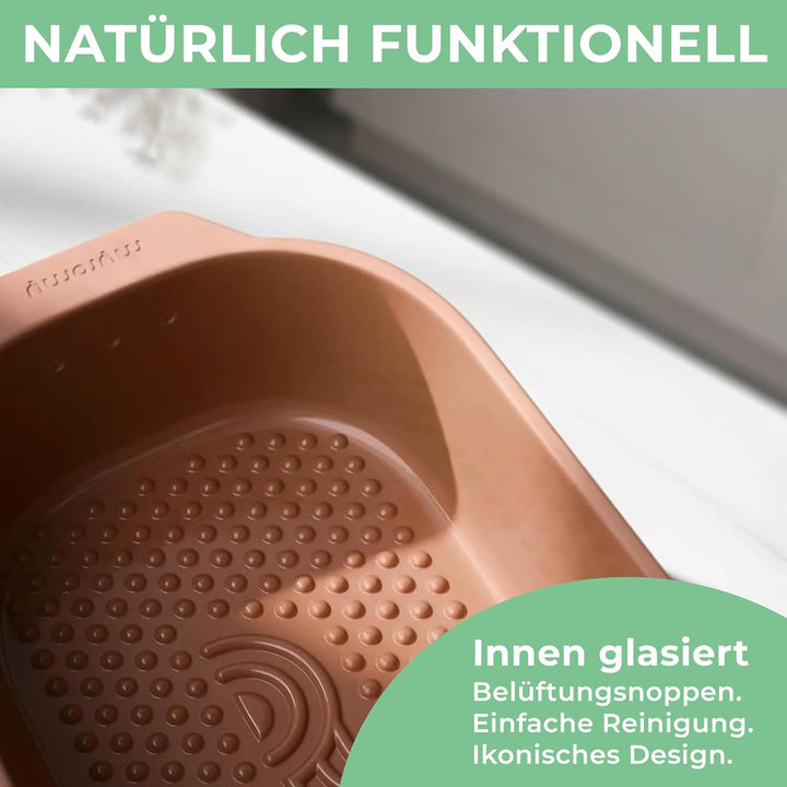 Brot-Frische-Topf – moderner Brottopf & Brotkasten aus Keramik Natur-Ton - atmungsaktiv & gegen Schi