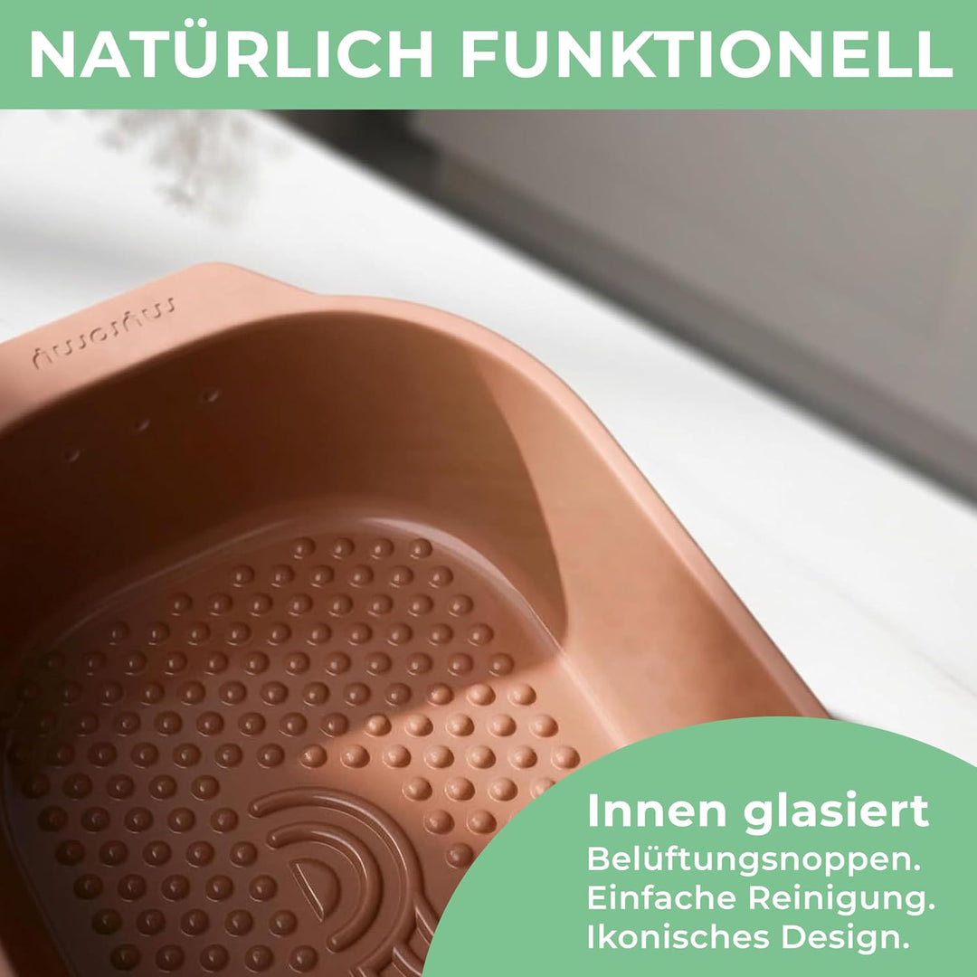 Brot-Frische-Topf – moderner Brottopf & Brotkasten aus Keramik Natur-Ton - atmungsaktiv & gegen Schi