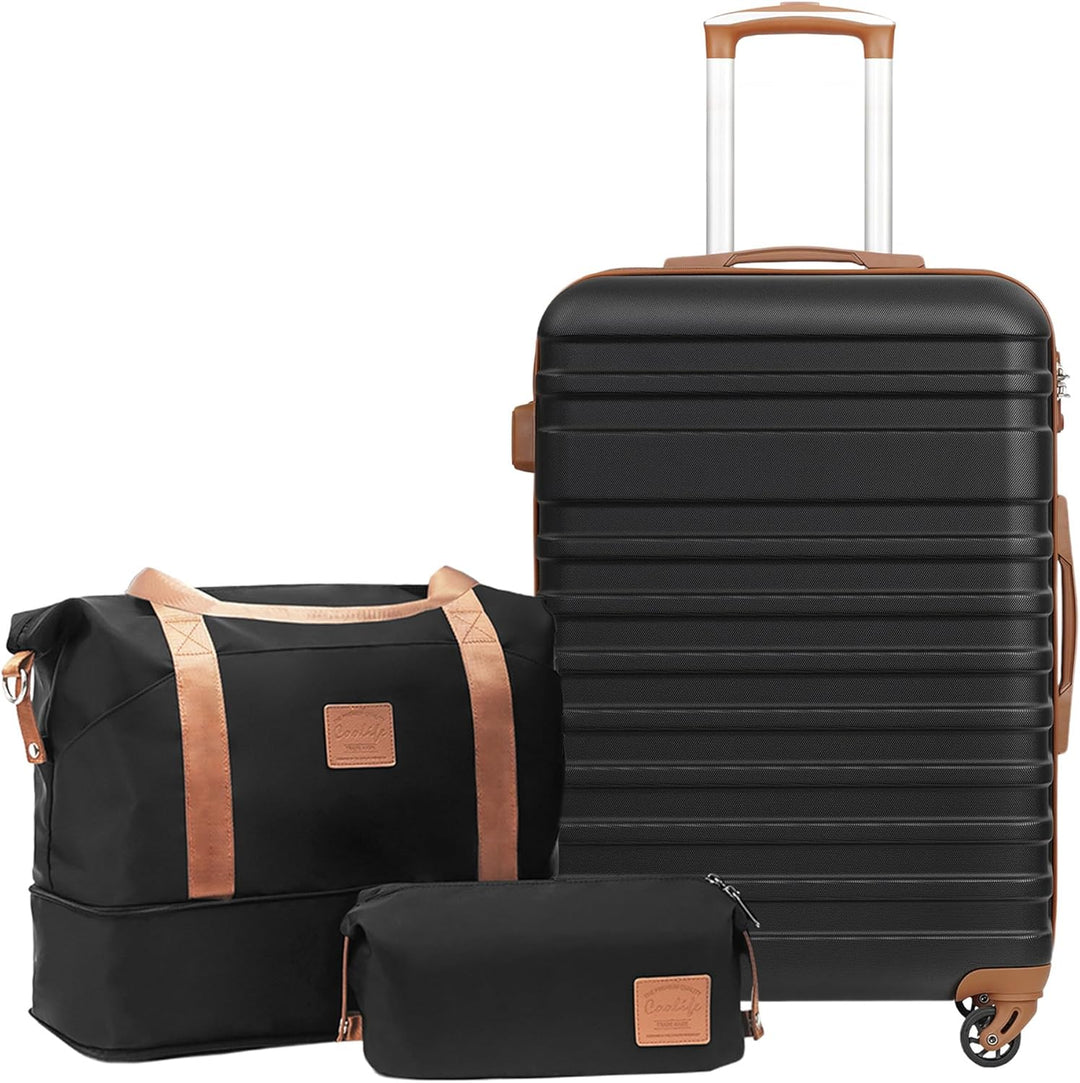COOLIFE Koffer Trolley Koffer Reisekoffer von ABS Hartschalen Trolley 4 Rollen TSA-Schloss Der Koffe