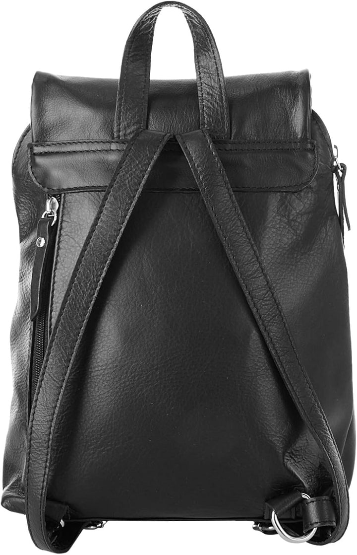 Cluty City-Rucksack Echt Leder Damen - 020401 Schwarz, Schwarz