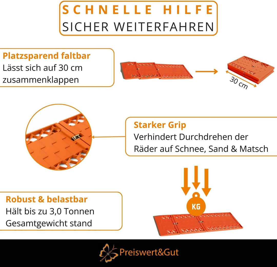 2 x Anfahrhilfen Wohnmobile Offroad Anfahrhilfe 60x17,5cm Schnee Pannenhilfe Set