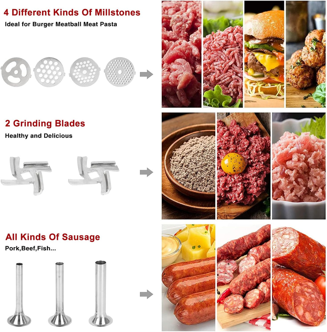 Fleischwolf Aufsatz für Kitchen-Aid Küchenmaschinen,als Kitchen-aid Standmixer Zubehör mit 4 Mahlsch
