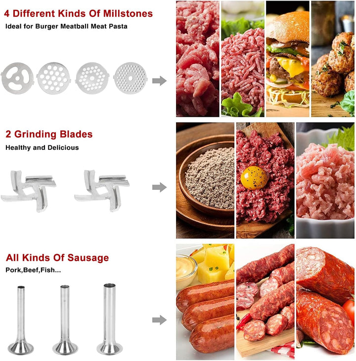 Fleischwolf Aufsatz für Kitchen-Aid Küchenmaschinen,als Kitchen-aid Standmixer Zubehör mit 4 Mahlsch