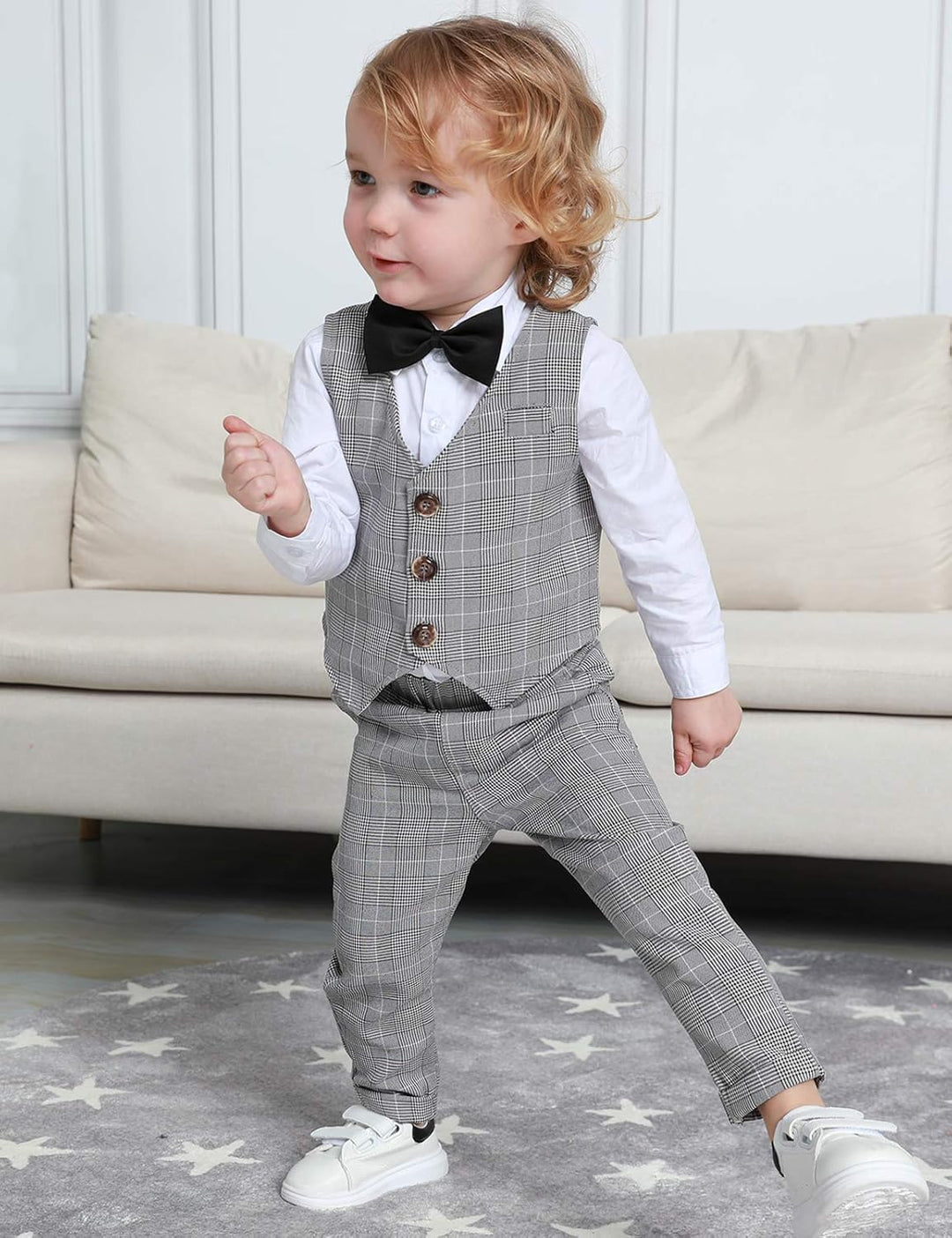 mintgreen Baby Anzug Junge, 3 Stück Gestreift Outfit Hochzeit Gentleman Kleiderset Lange Ärmel Hemd