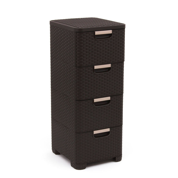 CURVER Regal mit 4 Schubladen STYLE Regal mit 4 Schubladen, Dunkelbraun, 33x38x79, Dunkelbraun