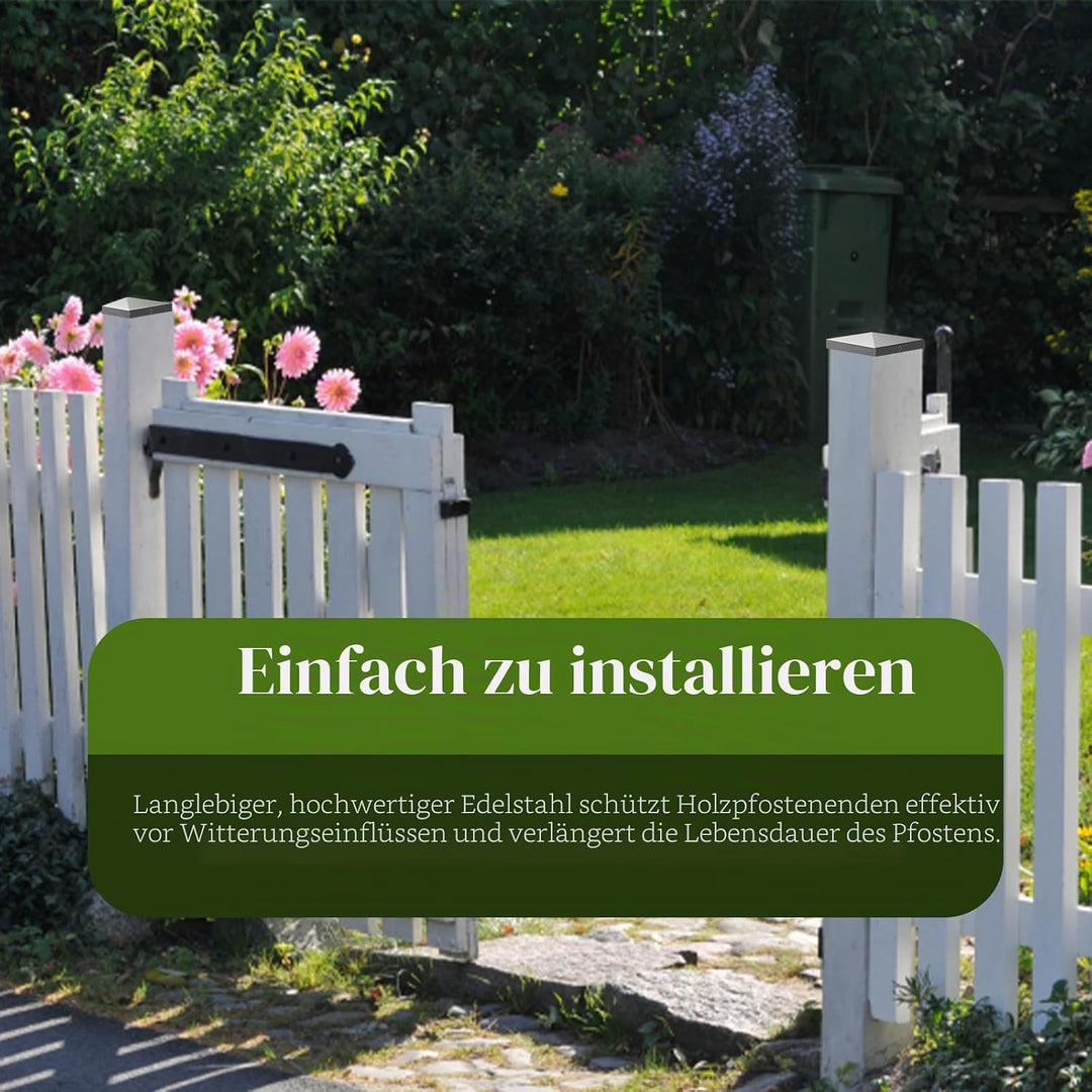 Pfostenkappen 10x10 cm, 10 Stück Edelstahl 304 Pfostenabdeckung, Pfostenkappe für Zaunpfosten und Ho