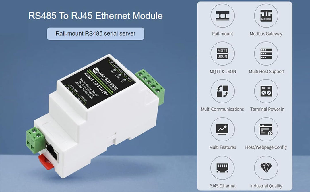 RS485 zu RJ45 Ethernet Konverter Industrieller Serieller Server TCP/IP zu Seriell Modul Unterstützt