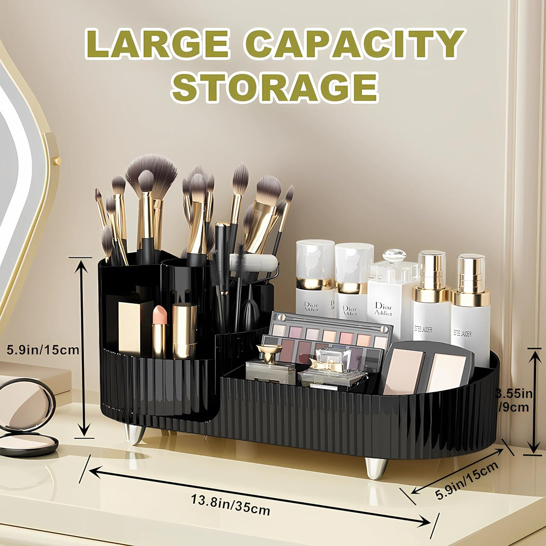 Make up Organizer 360° Drehbar, Grosser Bad Kosmetik Organizer mit Aufbewahrungsbox für Schminktisch