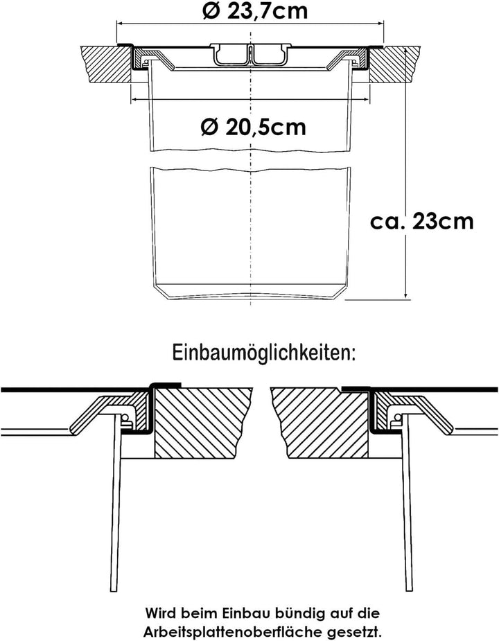 WESCO Ergo Master 5 L, Edelstahl mit Alu-Einsatz, Einbau Abfallsammler für Arbeitsplatte Mülleimer